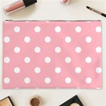 Polka Dots - White on Light Pink Cosmetic Bag (XXL)