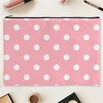 Polka Dots - White on Light Pink Cosmetic Bag (XXXL)