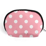 Polka Dots - White on Light Pink Accessory Pouch (Medium)