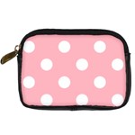 Polka Dots - White on Light Pink Digital Camera Leather Case