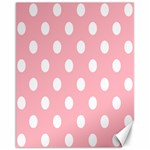 Polka Dots - White on Light Pink Canvas 11  x 14 