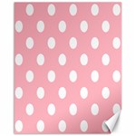 Polka Dots - White on Light Pink Canvas 16  x 20 