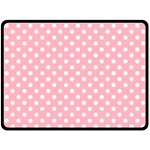 Polka Dots - White on Light Pink Fleece Blanket (Large) (One Side)