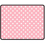 Polka Dots - White on Light Pink Fleece Blanket (Medium) (One Side)