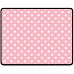 Polka Dots - White on Light Pink Double Sided Fleece Blanket (Medium) (Two Sides)