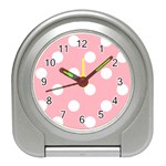 Polka Dots - White on Light Pink Desk Alarm Clock