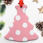 Polka Dots - White on Light Pink Ornament (Christmas Tree)