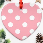 Polka Dots - White on Light Pink Ornament (Heart)