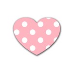 Polka Dots - White on Light Pink Heart Coaster (4 pack)