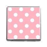 Polka Dots - White on Light Pink Memory Card Reader (Square)