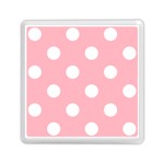 Polka Dots - White on Light Pink Memory Card Reader with Storage (Square)