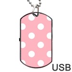 Polka Dots - White on Light Pink Dog Tag USB Flash (Two Sides)