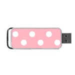 Polka Dots - White on Light Pink Portable USB Flash (Two Sides)