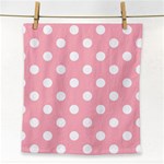 Polka Dots - White on Light Pink Face Towel