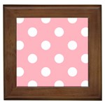 Polka Dots - White on Light Pink Framed Tile
