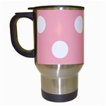 Polka Dots - White on Light Pink Travel Mug (White)