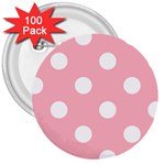Polka Dots - White on Light Pink 3  Button (100 pack)