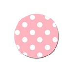 Polka Dots - White on Light Pink Magnet 3  (Round)