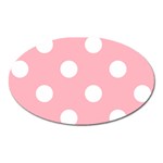 Polka Dots - White on Light Pink Magnet (Oval)