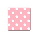Polka Dots - White on Light Pink Magnet (Square)