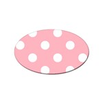 Polka Dots - White on Light Pink Sticker Oval (10 pack)