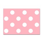 Polka Dots - White on Light Pink Sticker A4 (10 pack)