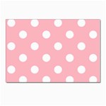 Polka Dots - White on Light Pink Postcard 4  x 6 