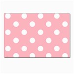 Polka Dots - White on Light Pink Postcard 5  x 7 