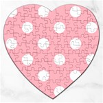 Polka Dots - White on Light Pink Jigsaw Puzzle (Heart)