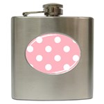 Polka Dots - White on Light Pink Hip Flask (6 oz)
