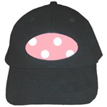 Polka Dots - White on Light Pink Black Cap