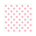 Polka Dots - Light Pink on White Small Satin Scarf  (Square)