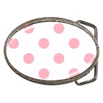 Polka Dots - Light Pink on White Belt Buckle