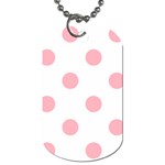 Polka Dots - Light Pink on White Dog Tag (One Side)