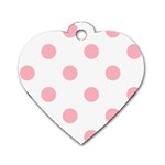 Polka Dots - Light Pink on White Dog Tag Heart (Two Sides)