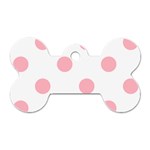 Polka Dots - Light Pink on White Dog Tag Bone (One Side)