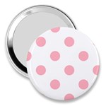 Polka Dots - Light Pink on White 3  Handbag Mirror