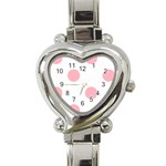 Polka Dots - Light Pink on White Heart Italian Charm Watch