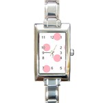 Polka Dots - Light Pink on White Rectangle Italian Charm Watch