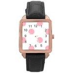 Polka Dots - Light Pink on White Rose Gold Leather Watch