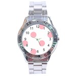 Polka Dots - Light Pink on White Stainless Steel Analogue Watch