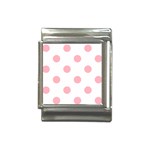 Polka Dots - Light Pink on White Italian Charm (13mm)