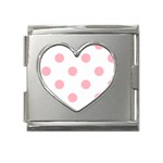 Polka Dots - Light Pink on White Mega Link Heart Italian Charm (18mm)
