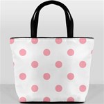Polka Dots - Light Pink on White Bucket Bag