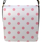 Polka Dots - Light Pink on White Flap Closure Messenger Bag (S)