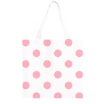 Polka Dots - Light Pink on White Grocery Light Tote Bag