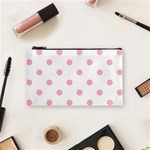 Polka Dots - Light Pink on White Cosmetic Bag (S)