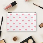 Polka Dots - Light Pink on White Cosmetic Bag (M)