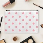 Polka Dots - Light Pink on White Cosmetic Bag (L)