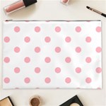 Polka Dots - Light Pink on White Cosmetic Bag (XXL)